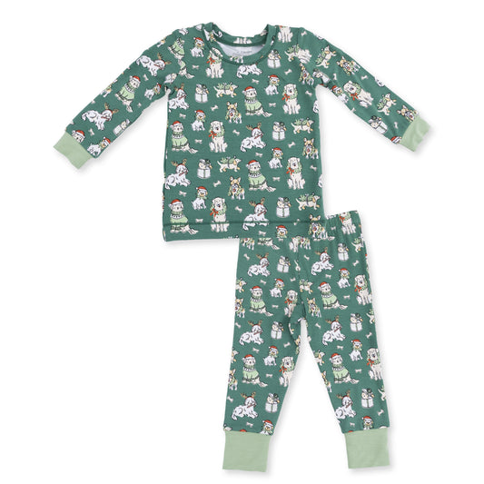 Christmas Dogs Uni - Bamboo - Long Sleeve Loungewear Set