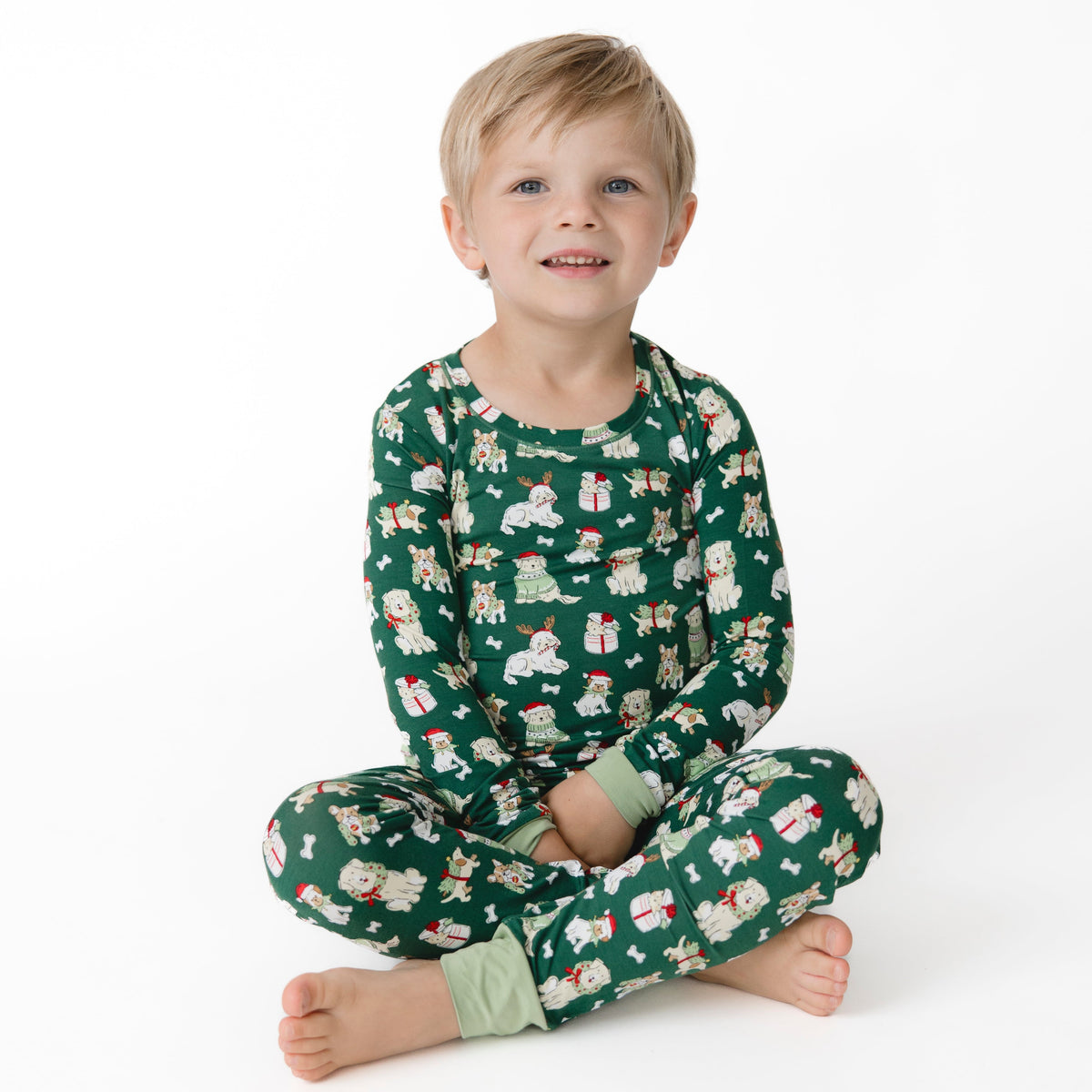 Christmas Dogs Uni - Bamboo - Long Sleeve Loungewear Set