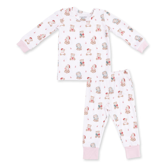 Christmas Teddy Bears Pink - Bamboo - Long Sleeve Loungewear Set