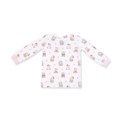 Christmas Teddy Bears Pink - Bamboo - Long Sleeve Loungewear Set