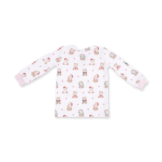 Christmas Teddy Bears Pink - Bamboo - Long Sleeve Loungewear Set