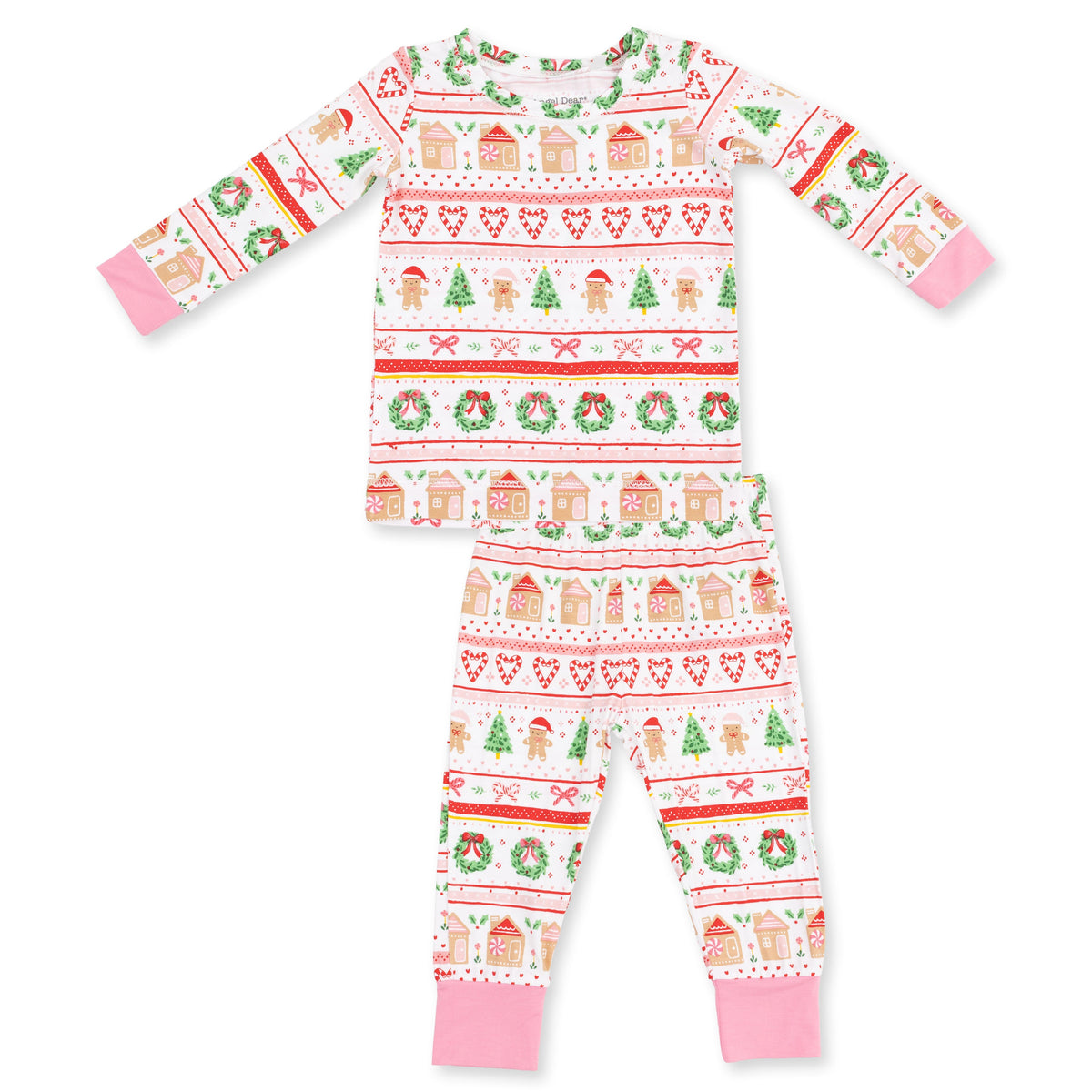Gingerbread Fair Isle Pink - Bamboo - Long Sleeve Loungewear Set