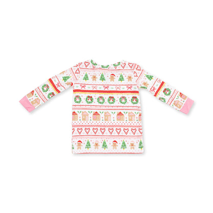 Gingerbread Fair Isle Pink - Bamboo - Long Sleeve Loungewear Set