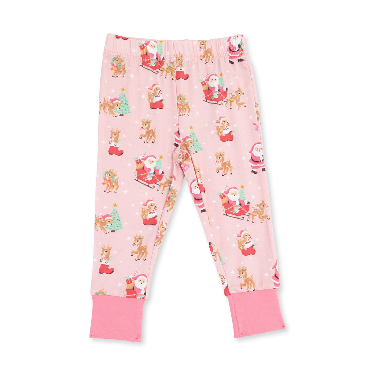 Vintage Reindeer & Santa Pink - Bamboo - Long Sleeve Loungewear Set