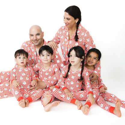 Vintage Santa Stripe - Bamboo - Long Sleeve Loungewear Set