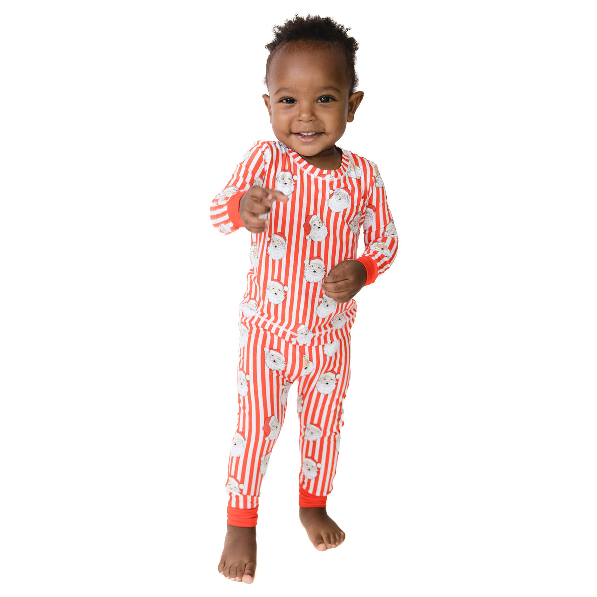 Vintage Santa Stripe - Bamboo - Long Sleeve Loungewear Set