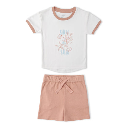 Organic Graphic Tee & Shorts Set - Beach Day