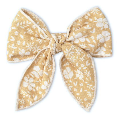 Organic Hair Bow Clip - Yellow Blossom