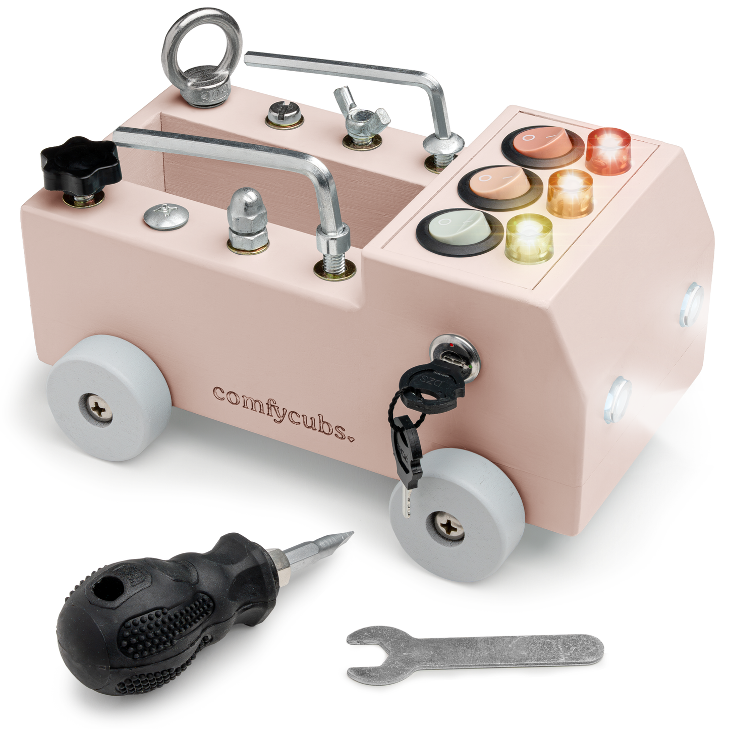 Busy Board Toy Truck Set for 3+ in Blush