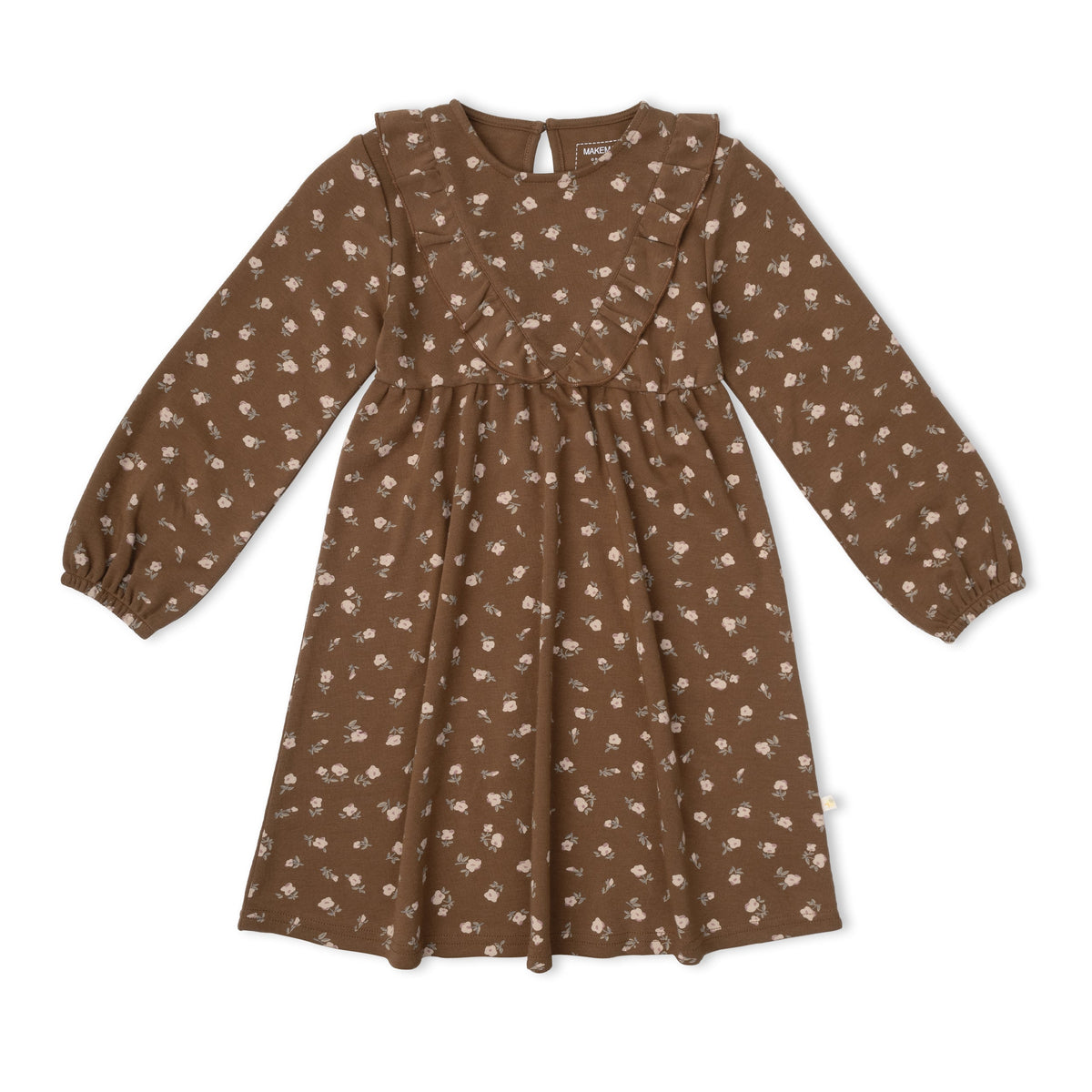 Organic Long Sleeve Ruffle -V- Dress - Primrose