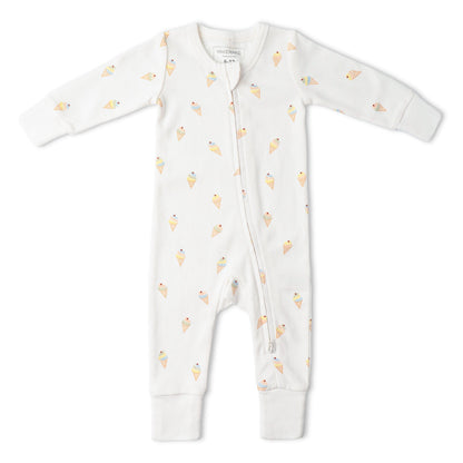 Organic 2-Way Zip Romper - Ice Cream