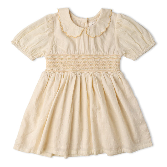 Organic Smocked Collar Dress - Butter Yellow