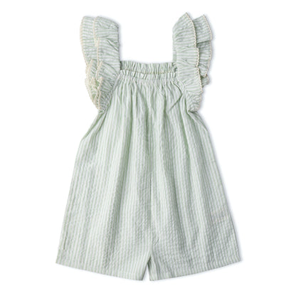 Organic Flutter Jumpsuit - Basil Stripes