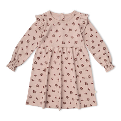 Organic Ruffle Sleeve Dress - Rosebud