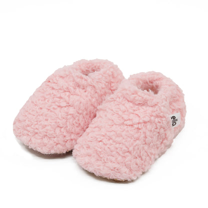 Tedy Baby Booties House Slippers, Non-Slip Sole, Organic Cotton Lining, Home Nursery Shoes Pink