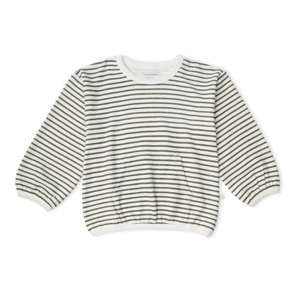 Organic Tee & Pant Slouch Set - Olive Stripes
