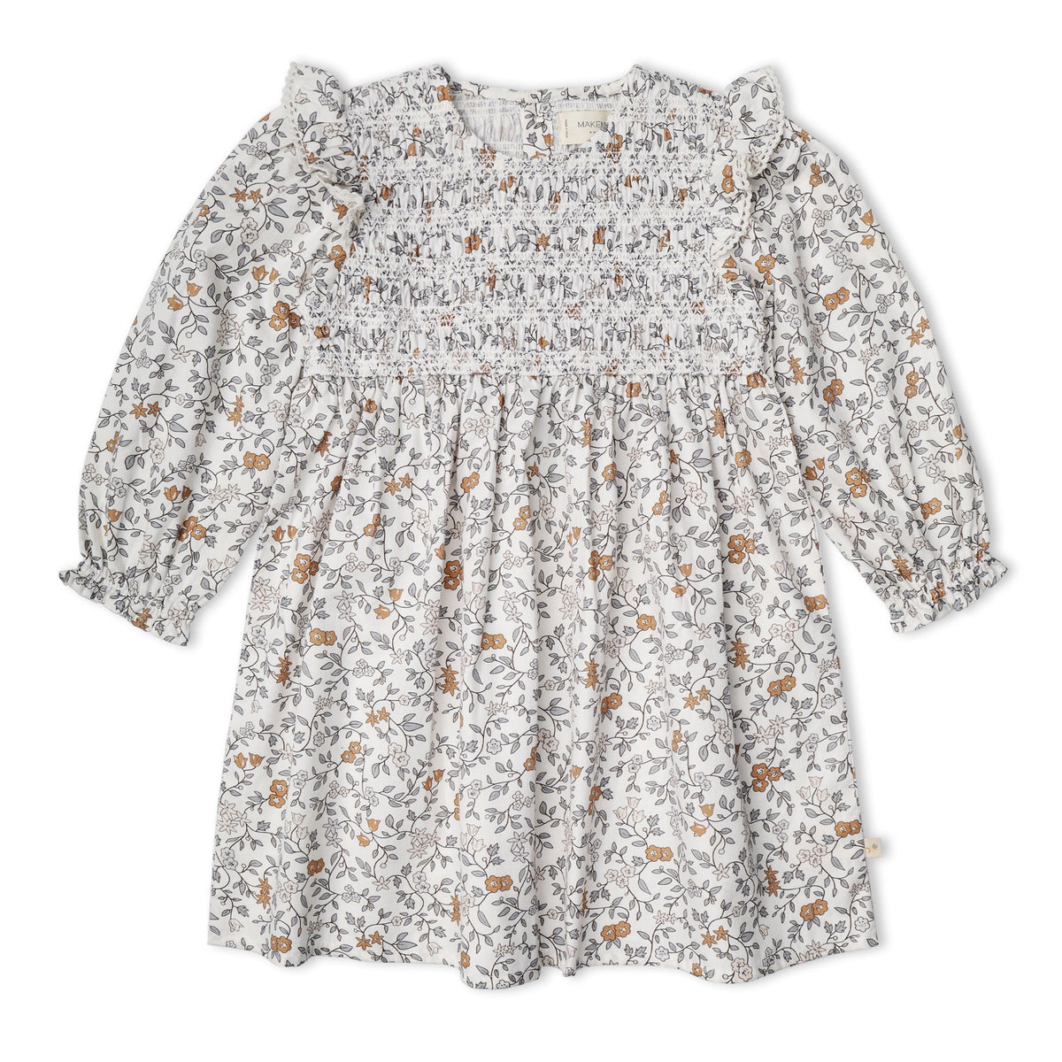 Organic Smocked Ruffle Dress - Ivy