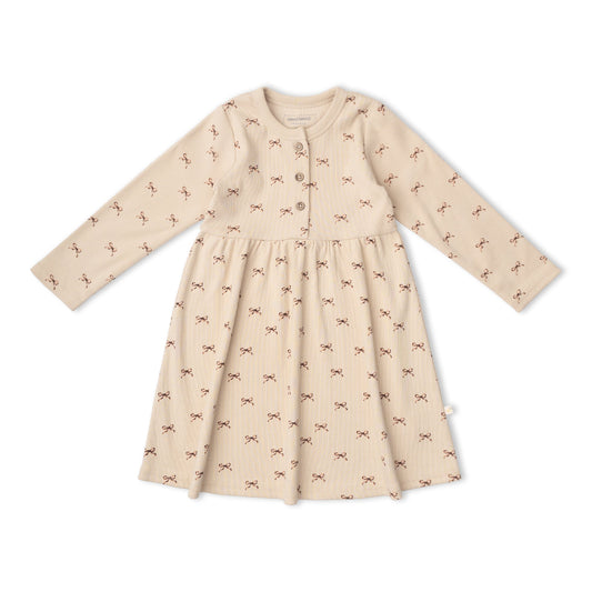 Organic Buttoned Dress - Tiny Bows