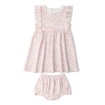 Organic Flutter Dress - Peony