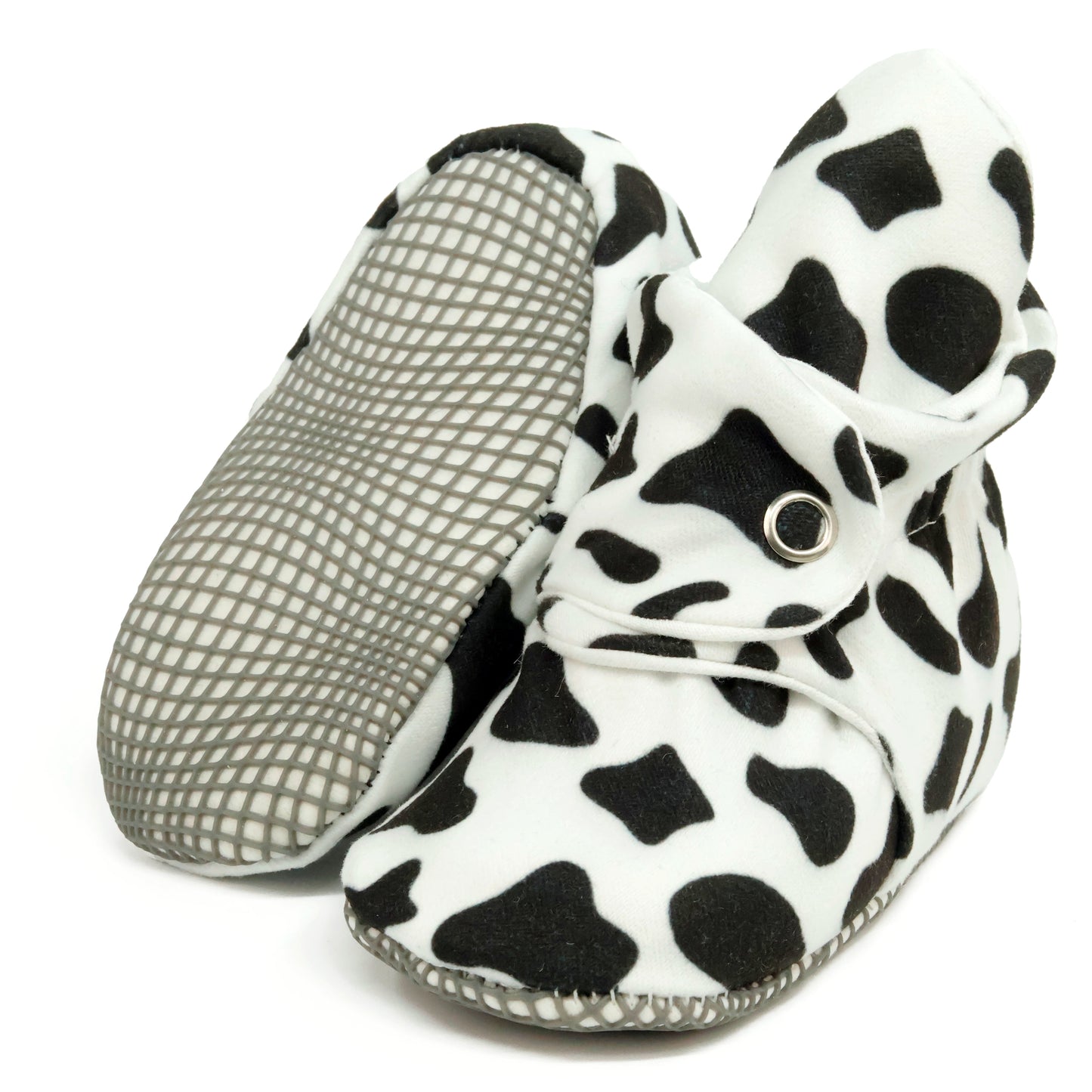 Organic Cotton Baby Booties, Non-Slip Sole, Cotton Newborn Booties Home Nursery Shoes, Cow Pattern