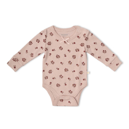 Organic Bodysuit & Foldover Pants Set - Rosebud