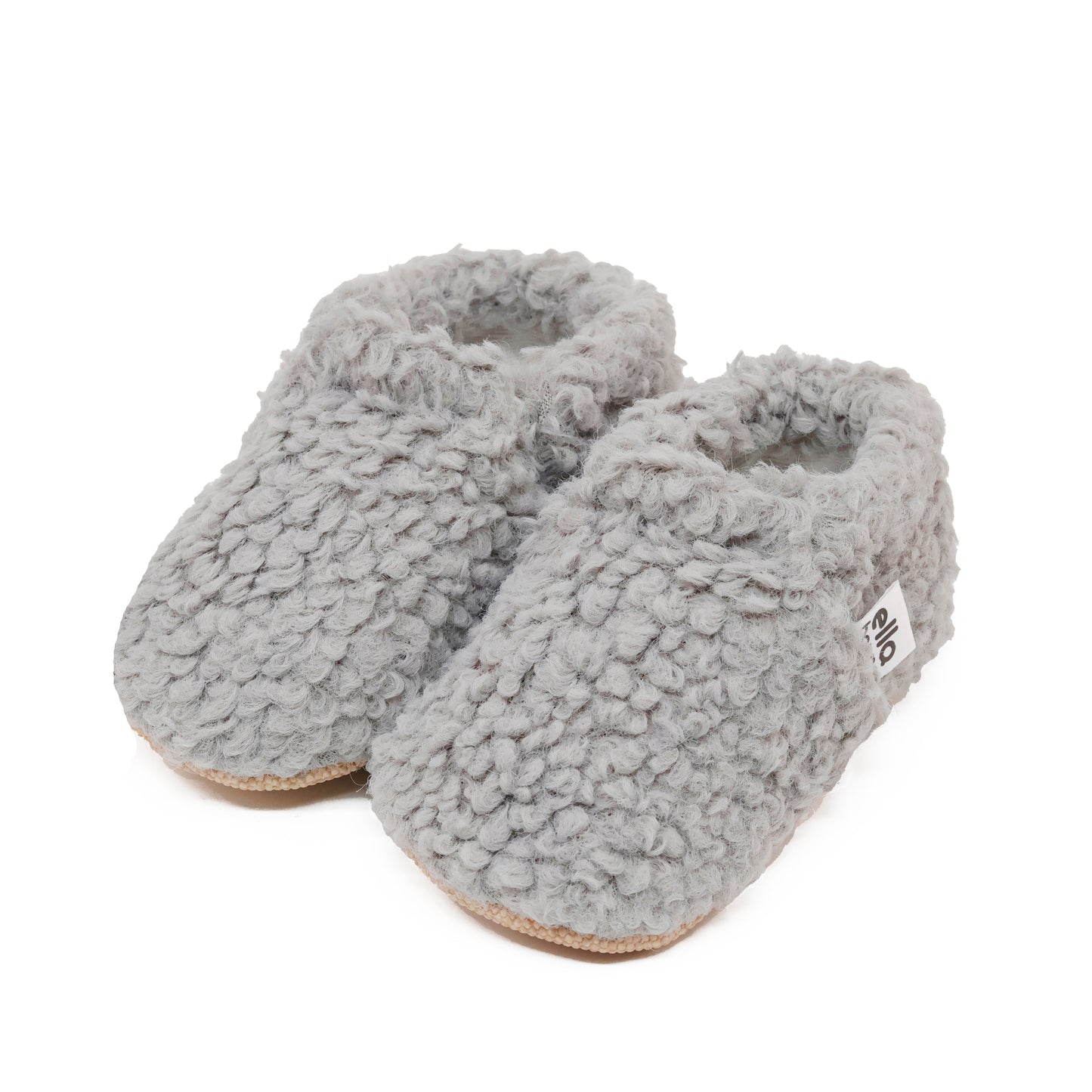 Tedy Baby Booties House Slippers, Non-Slip Sole, Organic Cotton Lining, Home Nursery Shoes Gray