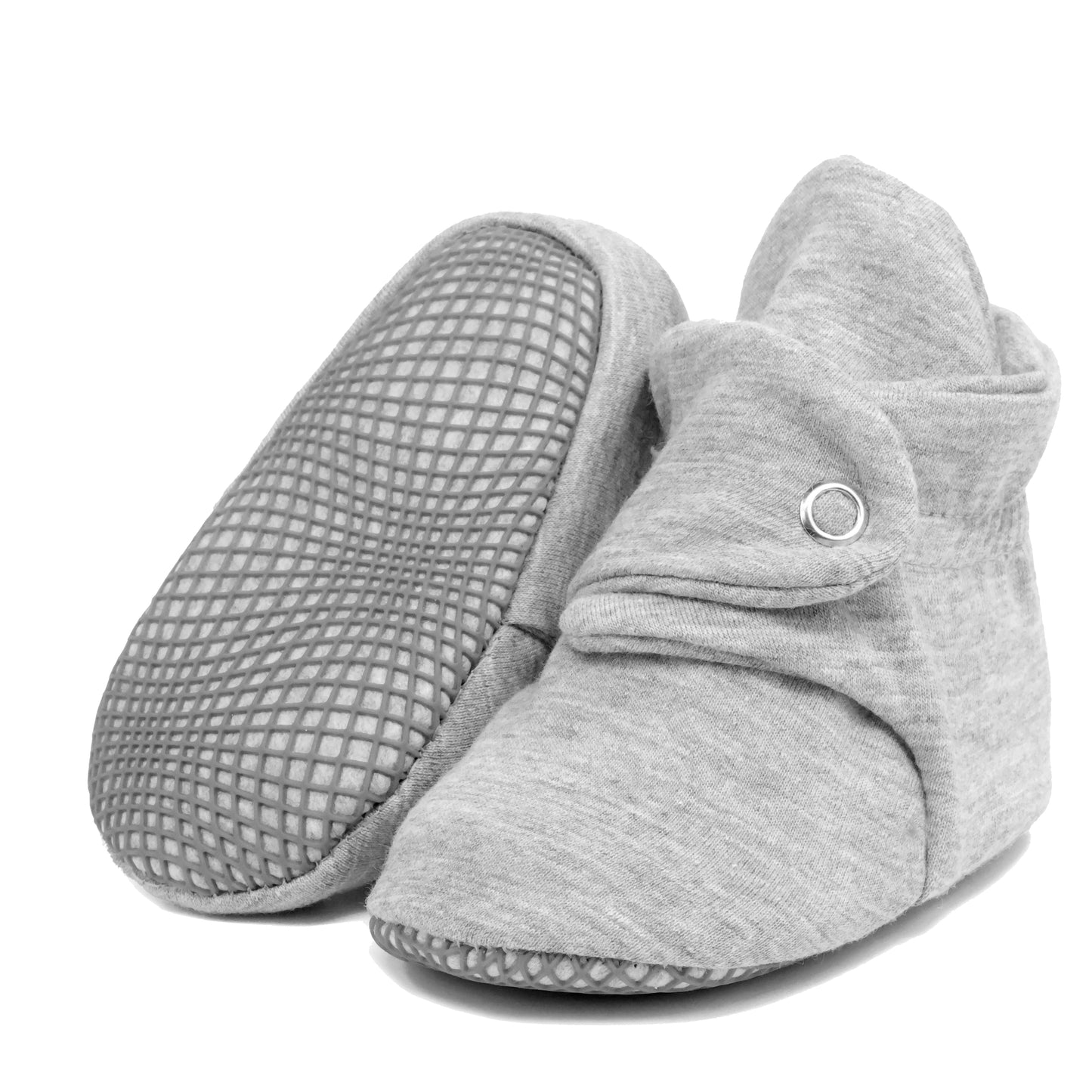 Organic Cotton Baby Booties, Non-Slip Sole, Cotton Newborn Booties Home Nursery Shoes, Gray