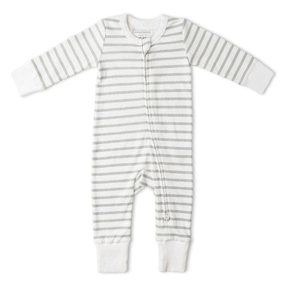 Organic 2-Way Zip Romper - Fog Stripes