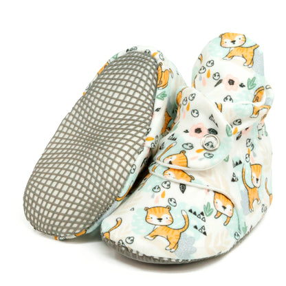 Organic Cotton Baby Booties, Non-Slip Sole, Cotton Newborn Booties Home Nursery Shoes, Cats