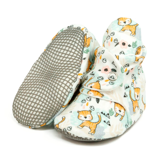 Organic Cotton Baby Booties, Non-Slip Sole, Cotton Newborn Booties Home Nursery Shoes, Cats