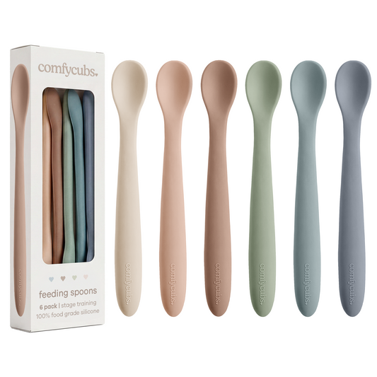 Silicone Baby Spoons Set - 6 Pack, Sand
