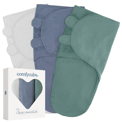 Easy Swaddle Blankets in Stone, Nomadic Blue, Azul, Pack of 3