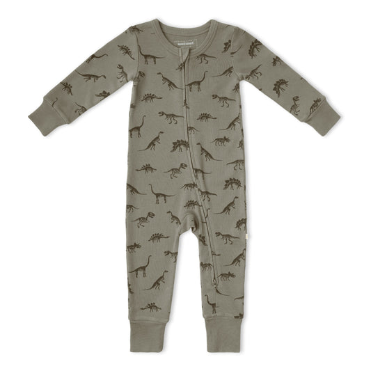 Organic 2-Way Zip Romper - Dinos