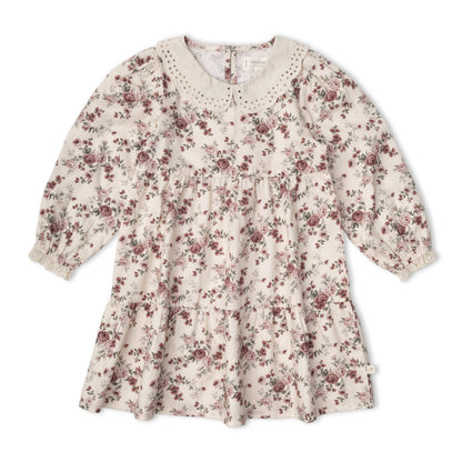 Organic Collar Tiered Dress - Wildrose