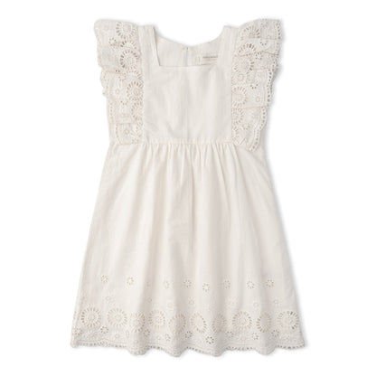 Organic Eyelet Flutter Dress - Ivory Eyelet