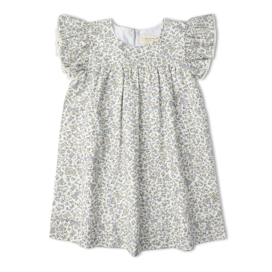 Organic Short Sleeve Flutter Dress - Tulle Floral