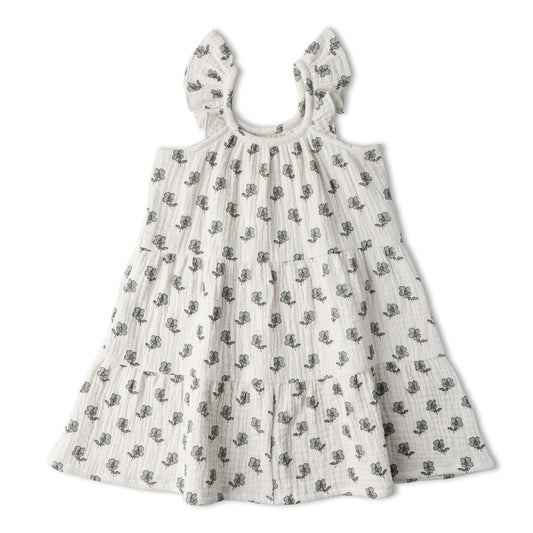 Organic Ruffle Tiered Dress - Poppy