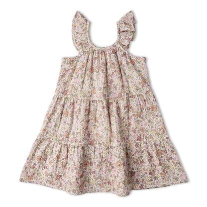 Organic Ruffle Tiered Dress - Pastel Bloom