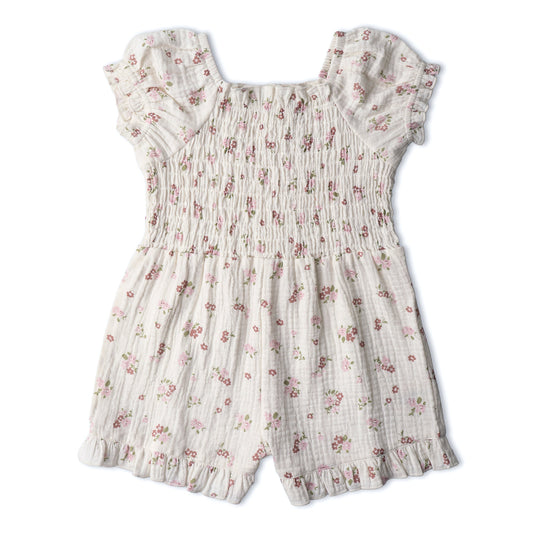 Organic Smocked Jumpsuit - Blush Floral