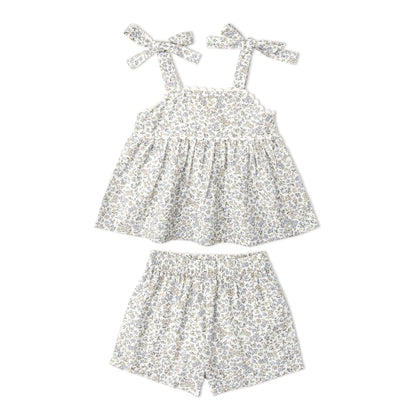 Organic Tie Up Top & Shorts Set - Tulle Floral