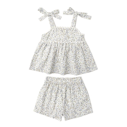 Organic Tie Up Top & Shorts Set - Tulle Floral
