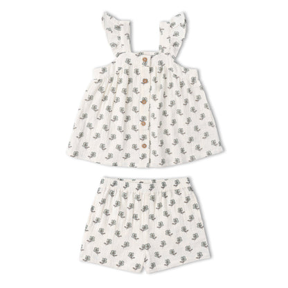 Organic Flutter Top & Shorts Set - Poppy