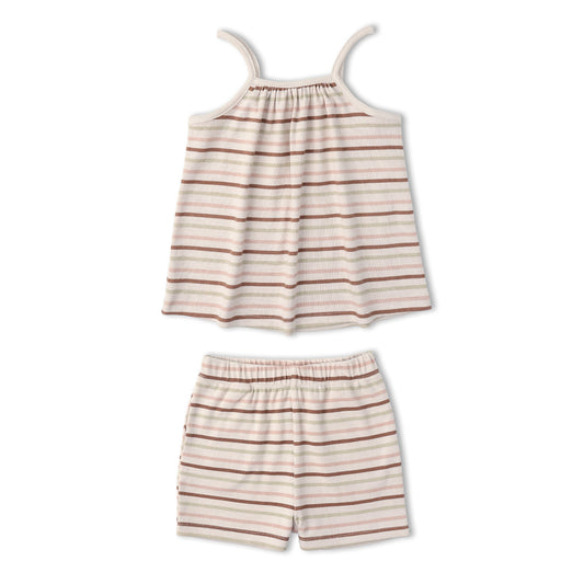 Organic Tank Top & Shorts Set - Terra Stripes