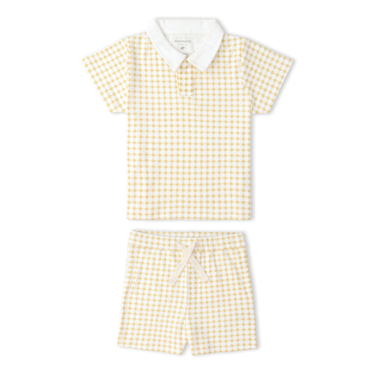 Organic Collar Tee & Shorts Set - Dotty Gingham
