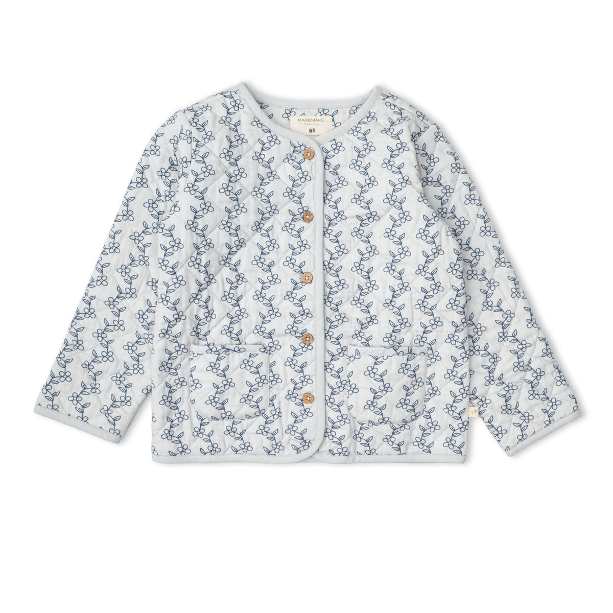 Organic Quilted Buttoned Jacket - Bluebell Vine