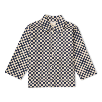 Organic Twill Button Jacket - Midnight Check