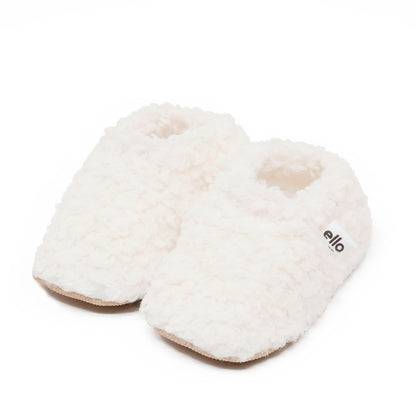 Tedy Baby Booties House Slippers, Non-Slip Sole, Organic Cotton Lining, Home Nursery Shoes White