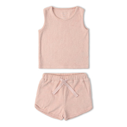 Organic Sleeveless Tee & Shorts Set - Blush