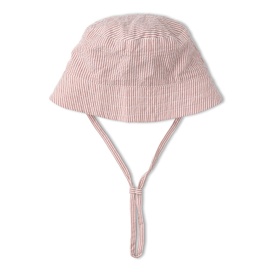 Organic Bucket Sun Hat - Coral Stripes