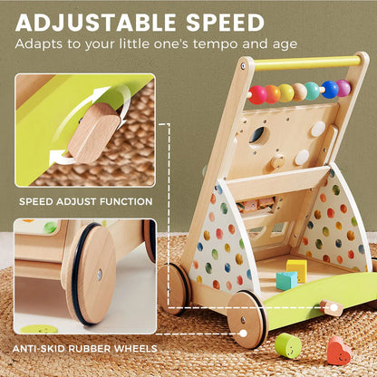 Tiny Land® Premium Natural Wooden Activity Walker